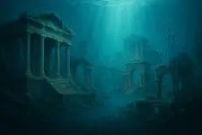 legendary lost city of Atlantis submerged beneath the ocean