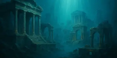 legendary lost city of Atlantis submerged beneath the ocean