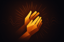 hands clapping using geometric shapes or stylized silhouettes