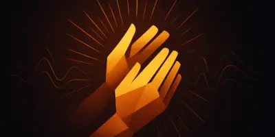 hands clapping using geometric shapes or stylized silhouettes