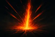 illustration representing a surge of energy or power bursting from within, symbolizing hidden strength. Use glowing light beams, cracked ground, and dynamic motion lines in a centered composition