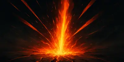 illustration representing a surge of energy or power bursting from within, symbolizing hidden strength. Use glowing light beams, cracked ground, and dynamic motion lines in a centered composition