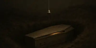 vintage wooden coffin